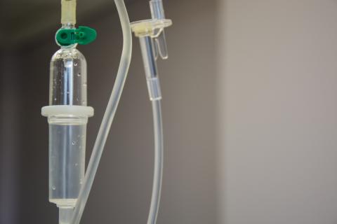 IV fluid drip in a hospital