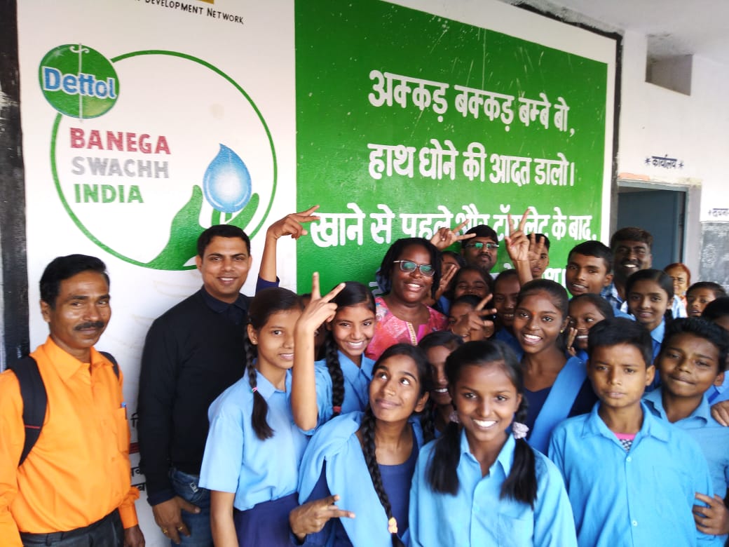 Smiling school girls in India