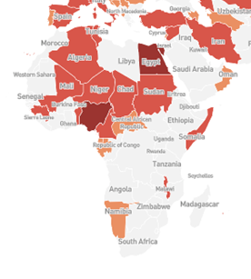 Map of unvaccinated children in Africa