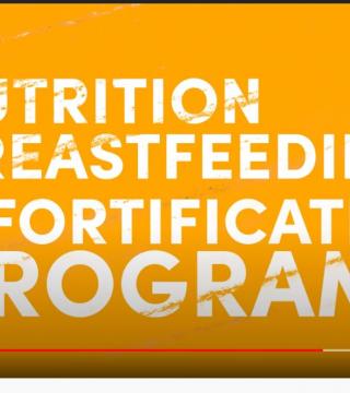 Image with an orange background and white bold text that reads "NUTRITION BREASTFEEDING FORTIFICATION PROGRAM." The text is slightly distressed, giving the appearance of wear.